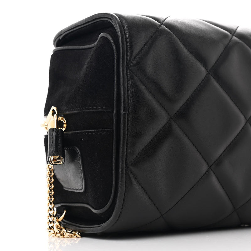 Lambskin Suede Quilted Small Double Cube