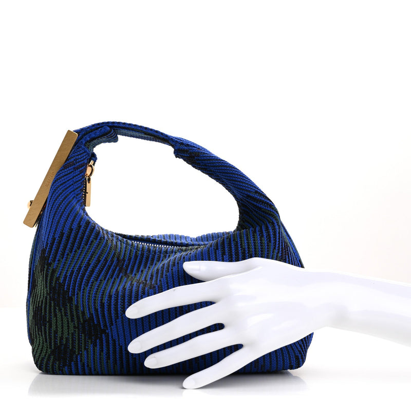 Canvas Knitted Check Mini Peg Duffle Bag