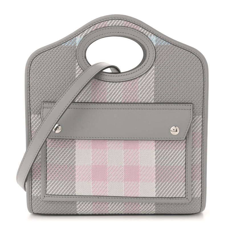 Calfskin Check Mini Pocket Bag Grey