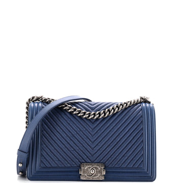 Chanel Boy Flap Bag Chevron Wrinkled
