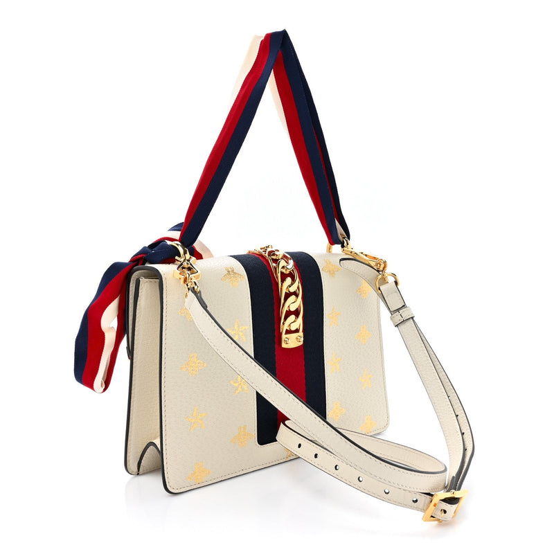 Textured Calfskin Bee Star Print Small