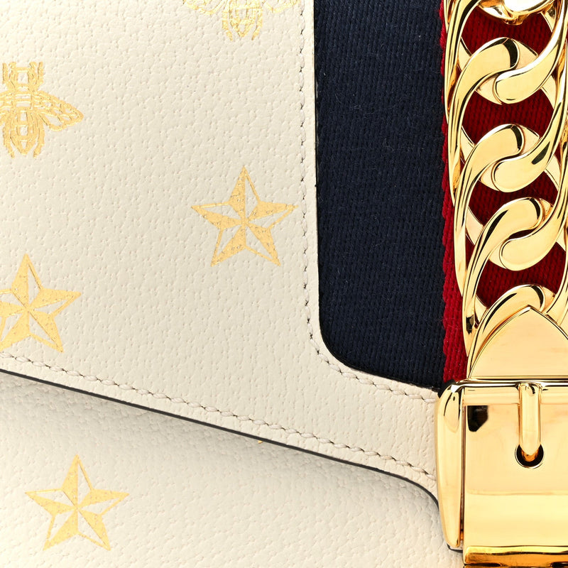 Textured Calfskin Bee Star Print Small