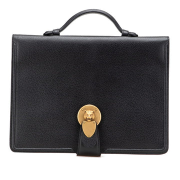 Animalier Lock Flap Briefcase Leather