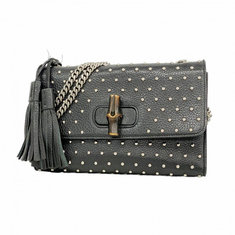 Miss Bamboo Shoulder Bag Studded Leather