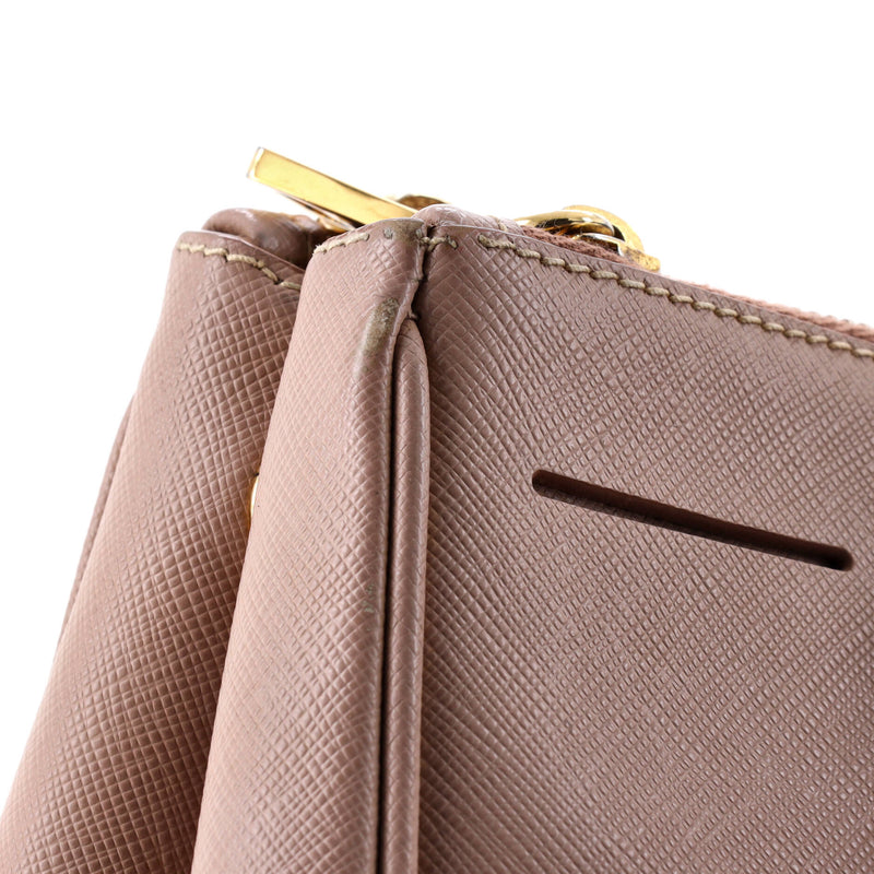 Double Zip Lux Tote Saffiano Leather