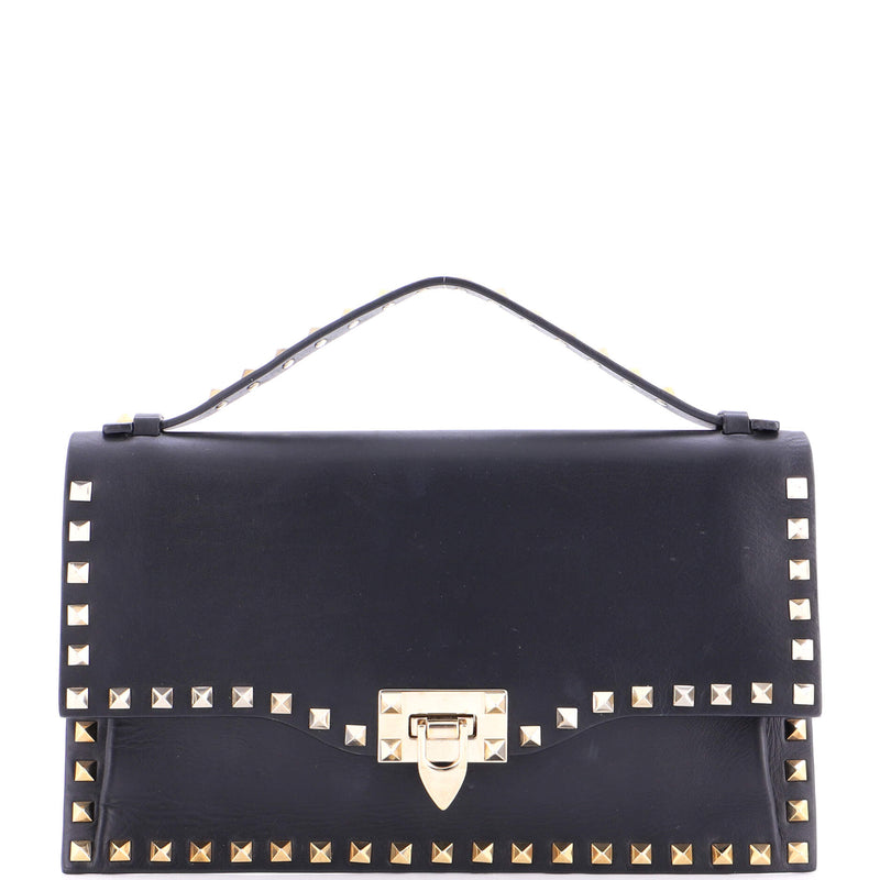 Rockstud Flip Lock Top Handle Bag