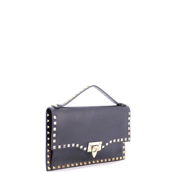 Rockstud Flip Lock Top Handle Bag