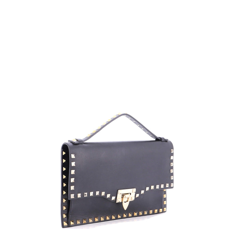 Rockstud Flip Lock Top Handle Bag