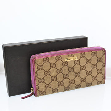 Gucci Gg Canvas Leather Round