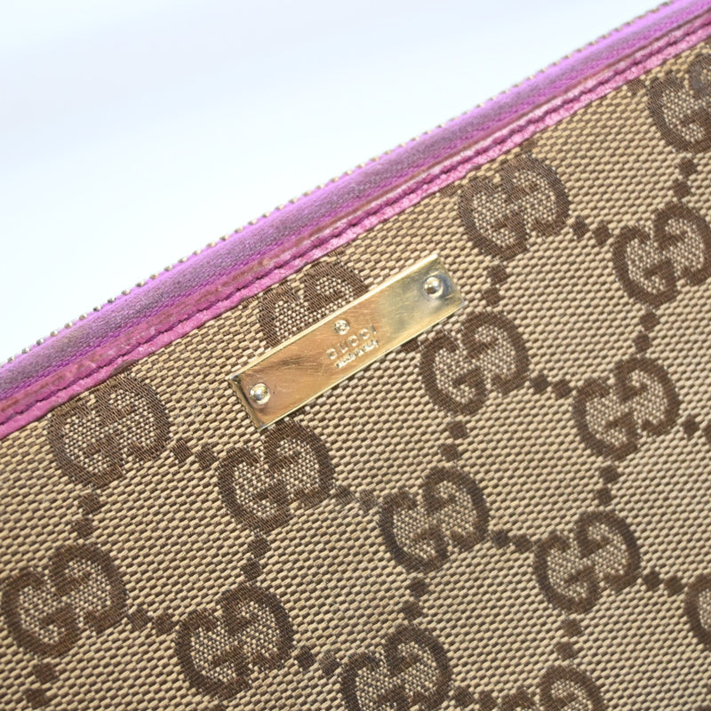 Gucci Gg Canvas Leather Round