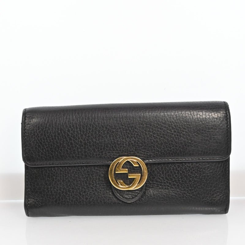 Gucci Gg Leather Interlocking Long