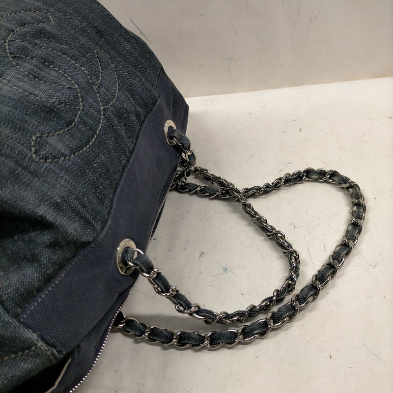 Chanel Tote Bag Navy Blue Denim