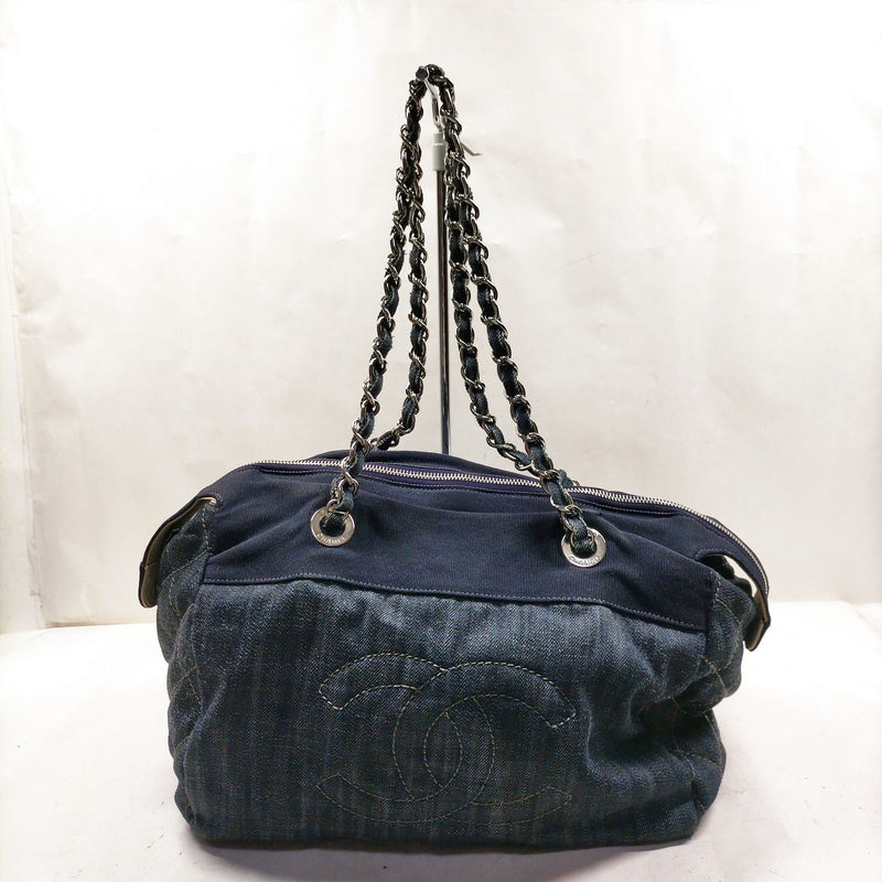 Chanel Tote Bag Navy Blue Denim