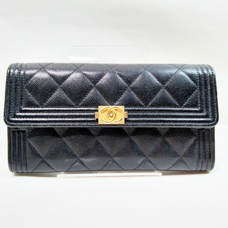 Chanel Long Wallet Black Caviarskin