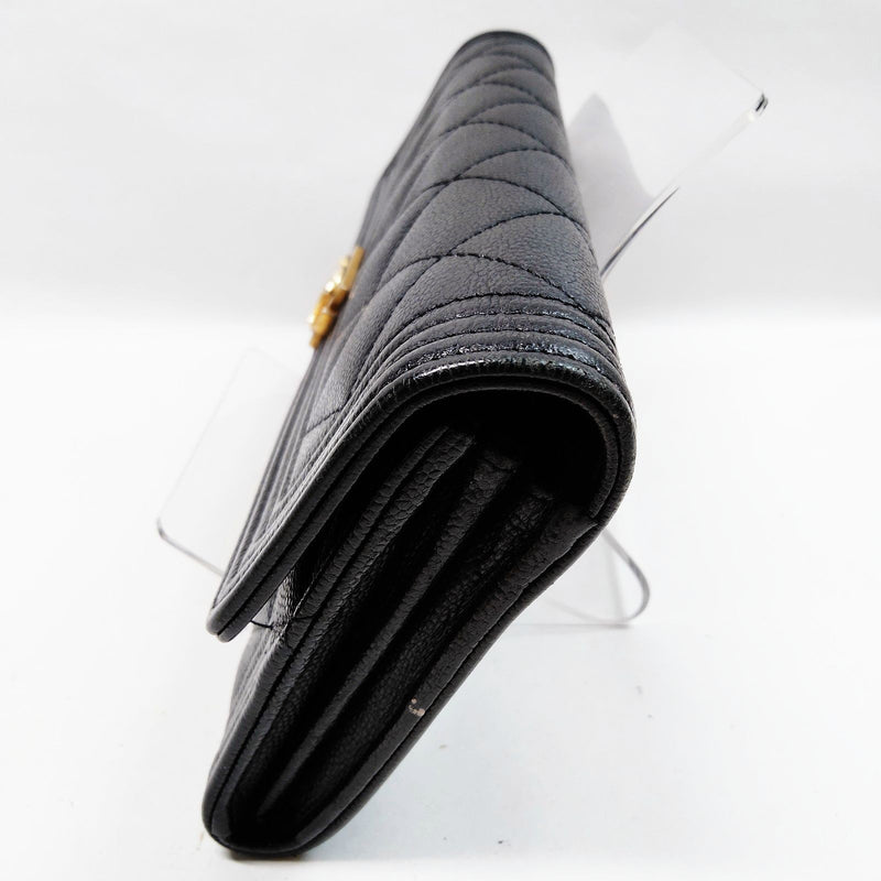 Chanel Long Wallet Black Caviarskin
