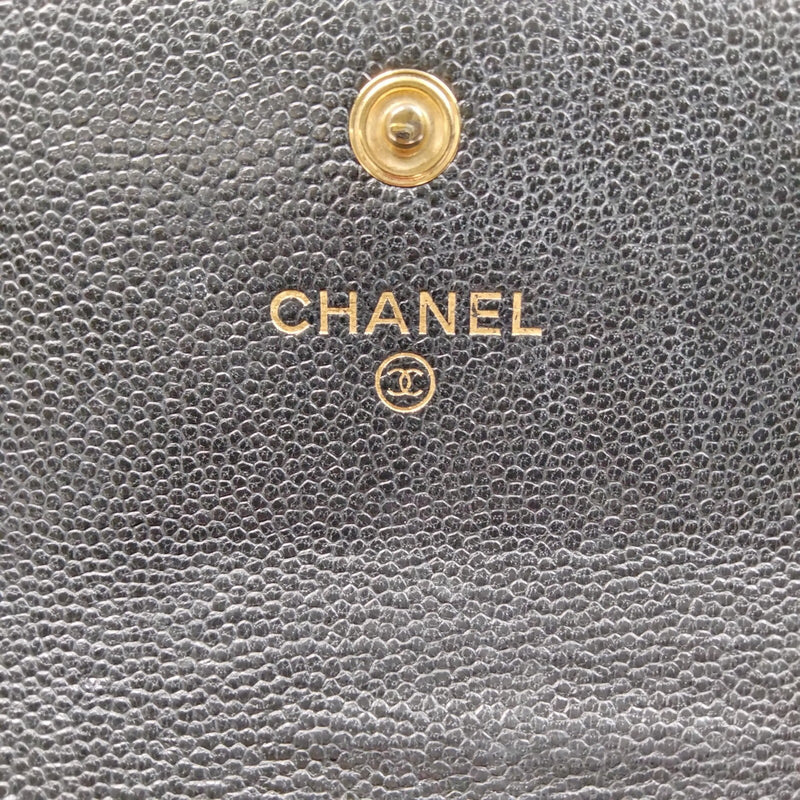 Chanel Long Wallet Black Caviarskin