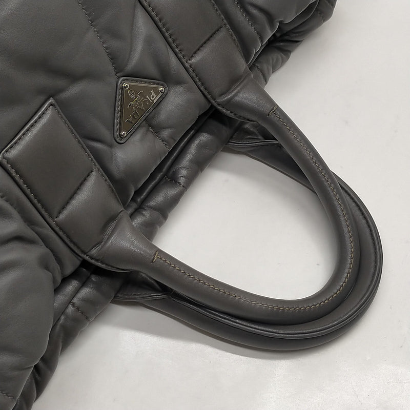 Prada Tote Bag Gray Leather