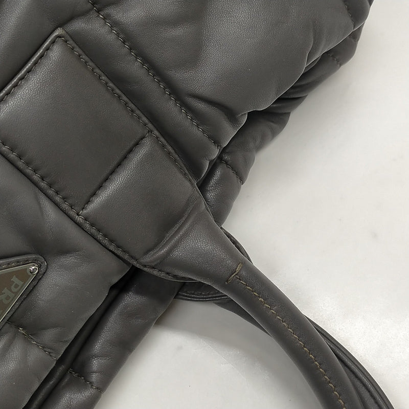 Prada Tote Bag Gray Leather