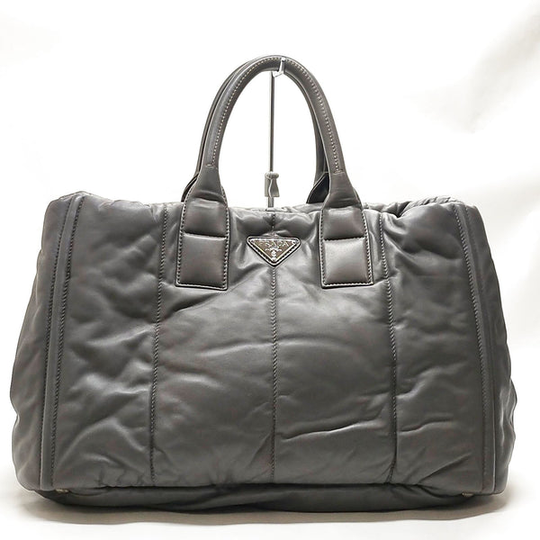 Prada Tote Bag Gray Leather