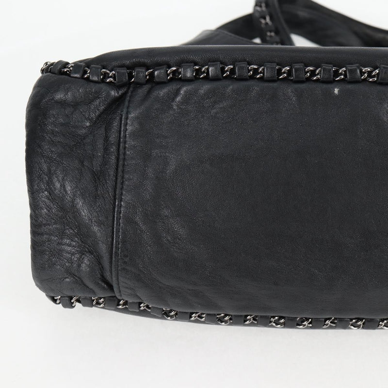 Chanel Chain Hand Bag Lamb Skin Black