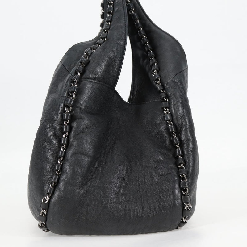 Chanel Chain Hand Bag Lamb Skin Black
