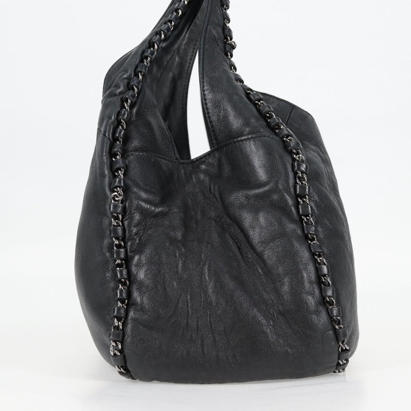Chanel Chain Hand Bag Lamb Skin Black