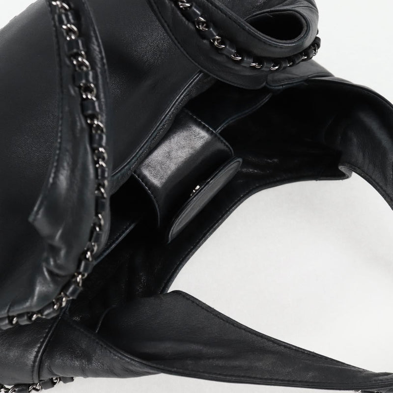 Chanel Chain Hand Bag Lamb Skin Black