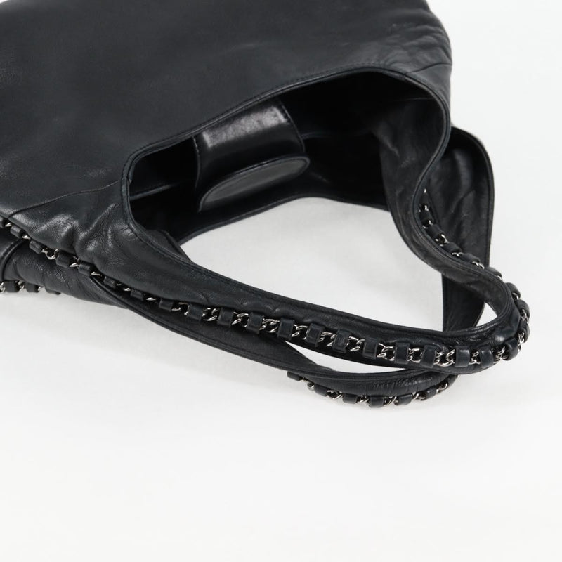 Chanel Chain Hand Bag Lamb Skin Black