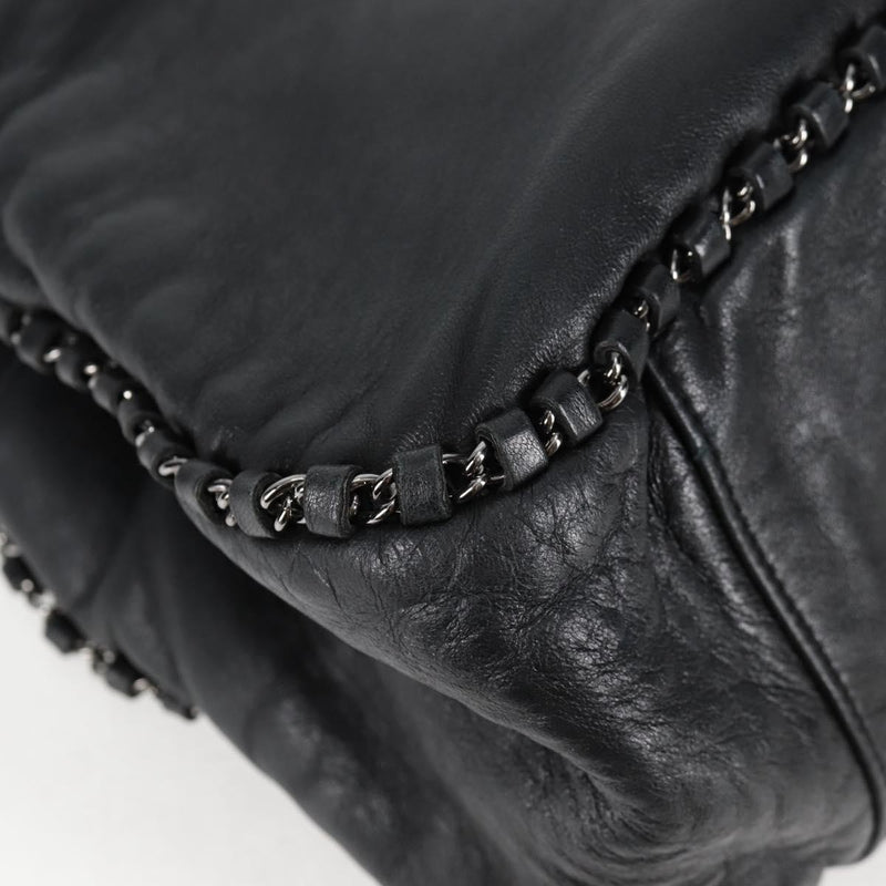 Chanel Chain Hand Bag Lamb Skin Black