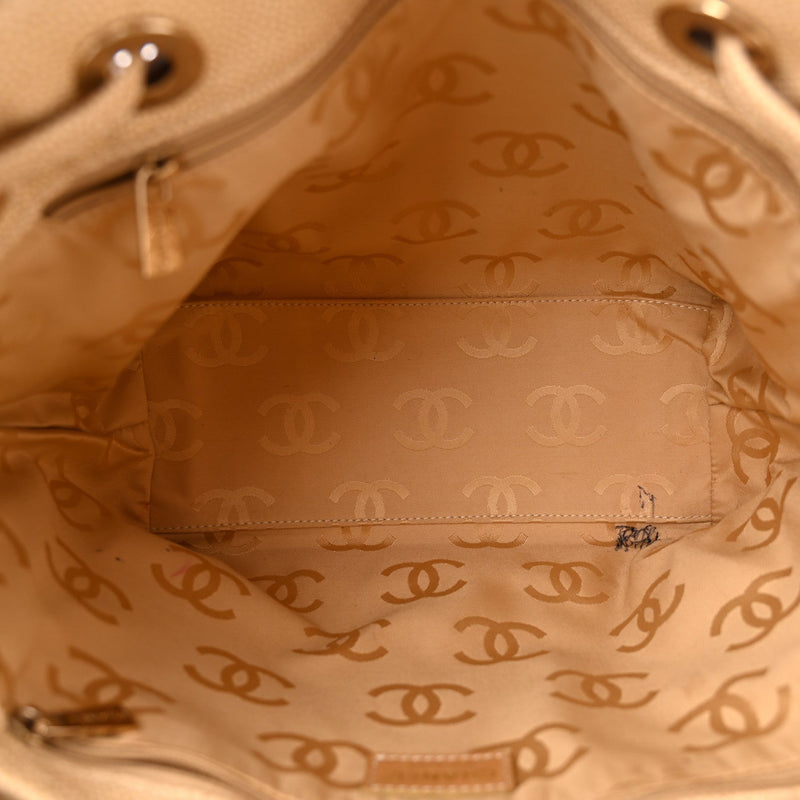 Caviar Wood Cc Drawstring Bucket Bag