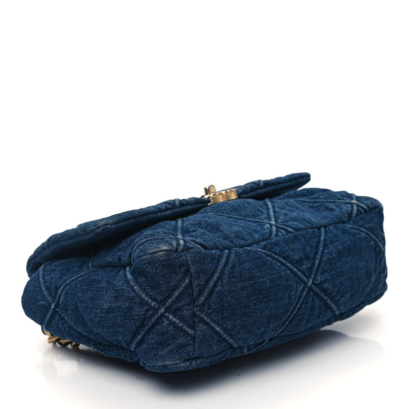 Denim Quilted Large Chanel 19 Flap Blue