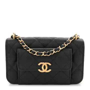 Caviar Quilted Pocket Twins Clutch With