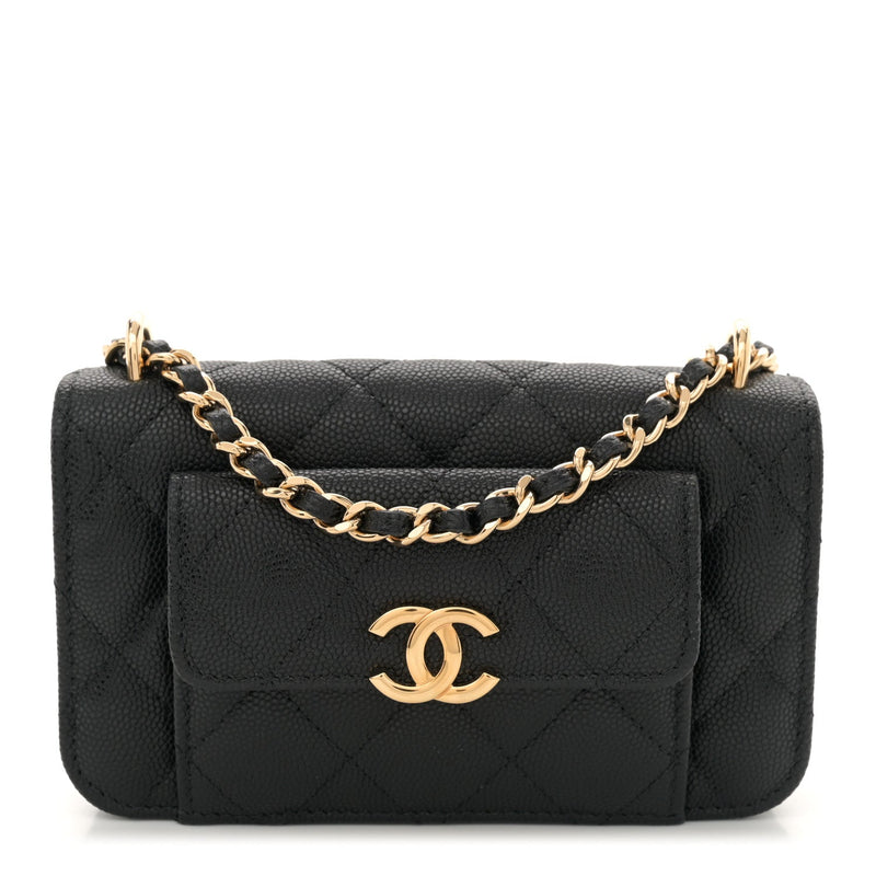 Caviar Quilted Pocket Twins Clutch With