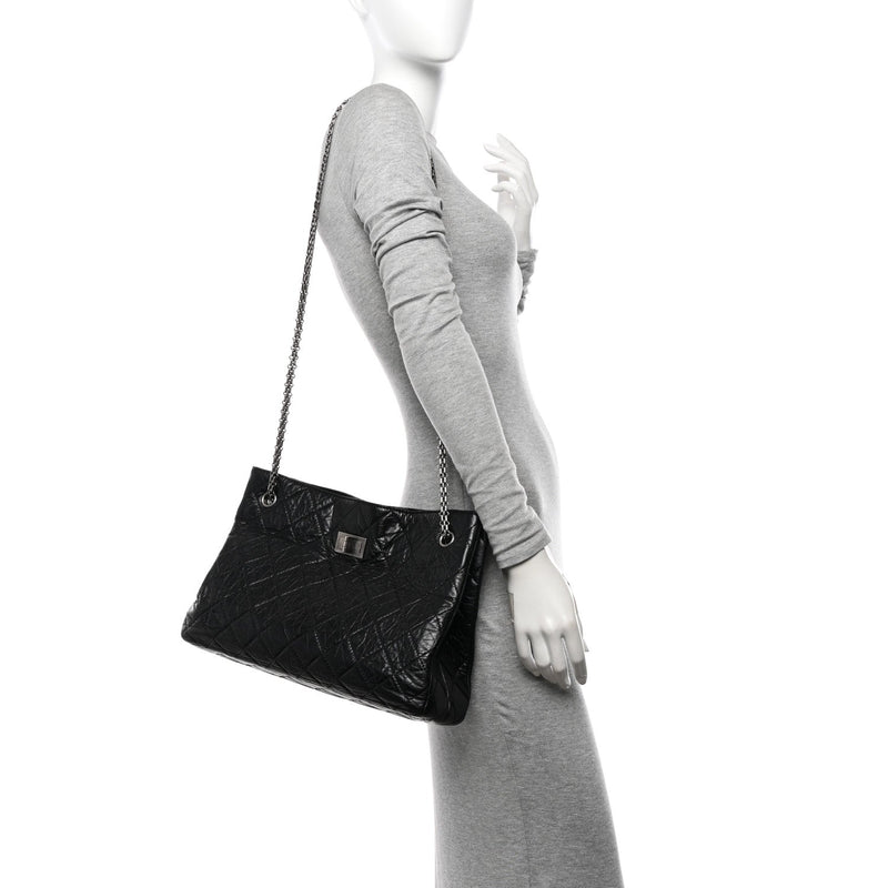 Aged Calfskin Reissue 2.55 Tote Black