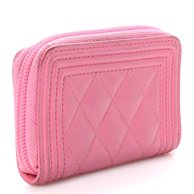 Calfskin Quilted Boy Zip Around Coin