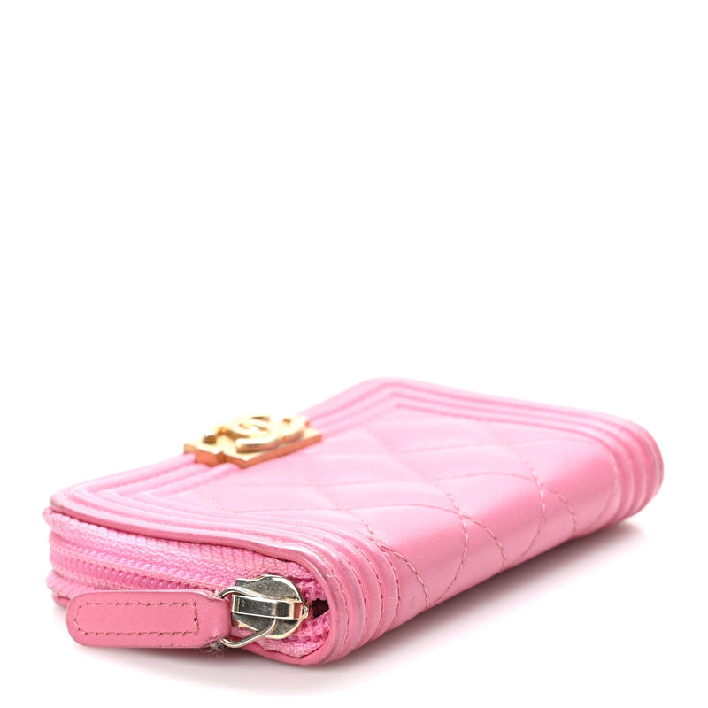 Calfskin Quilted Boy Zip Around Coin