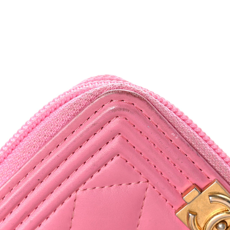 Calfskin Quilted Boy Zip Around Coin