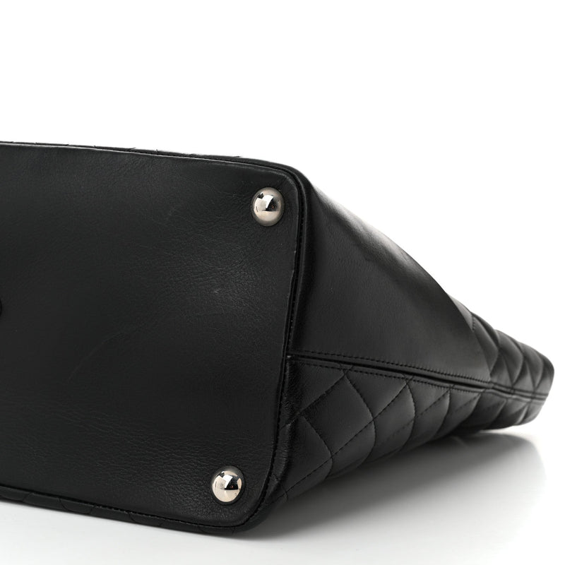 Calfskin Quilted Large Cambon Tote Black