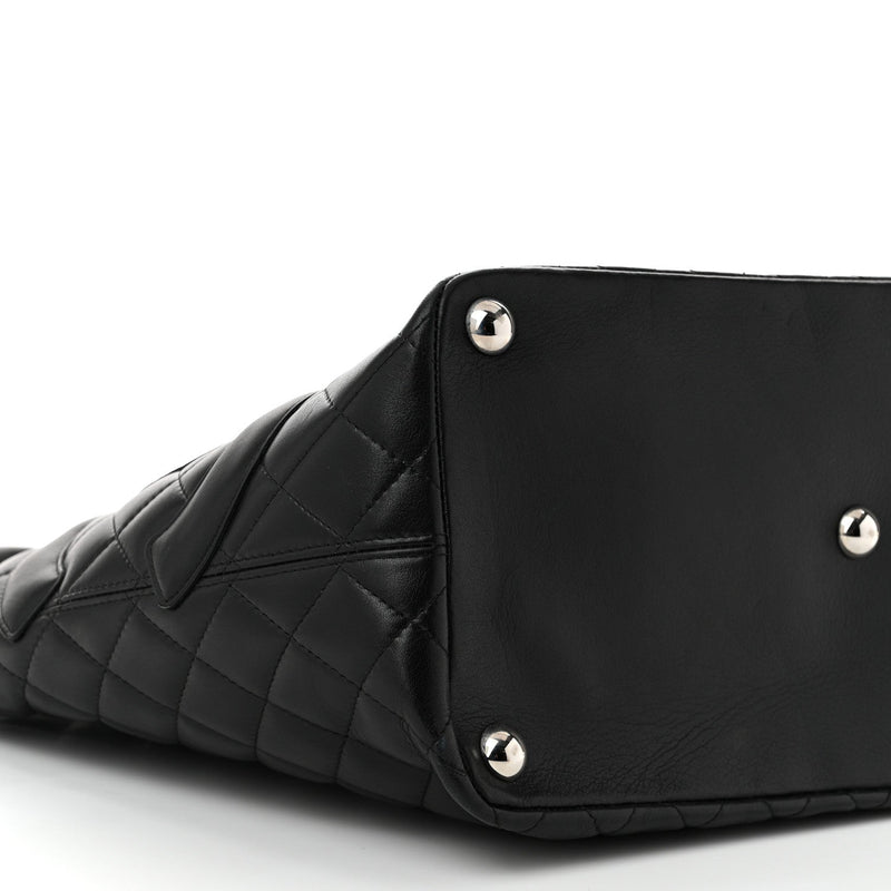 Calfskin Quilted Large Cambon Tote Black