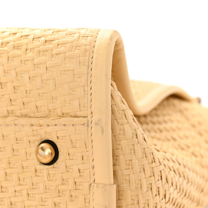 Straw Raffia Calfskin Chain Small