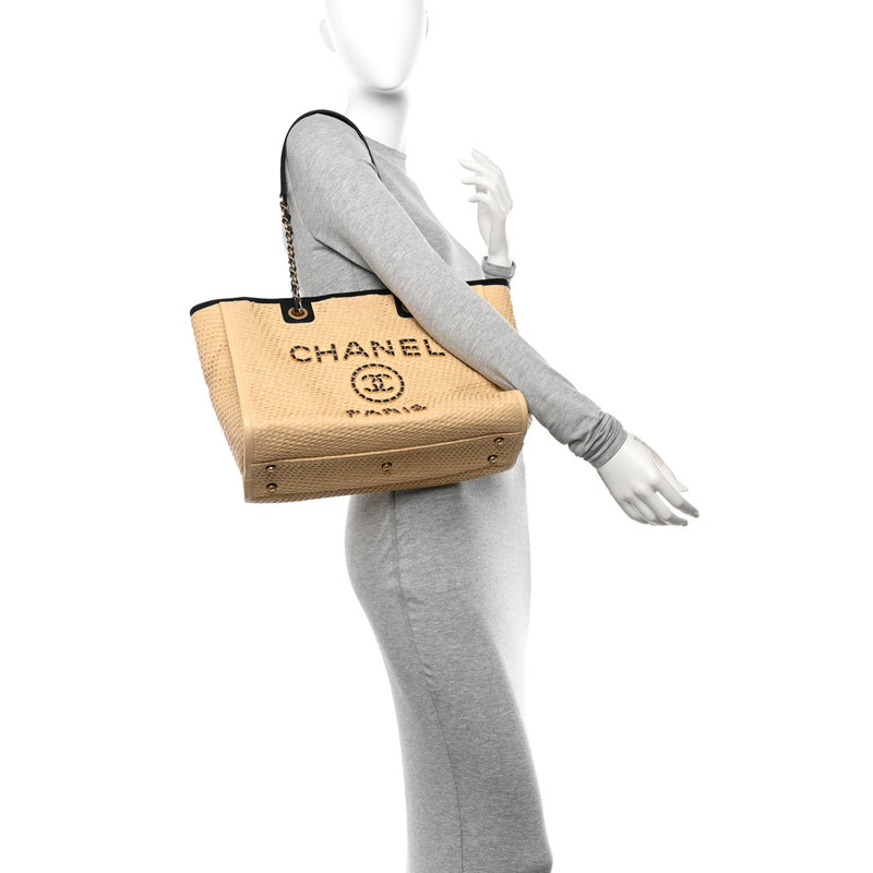 Straw Raffia Calfskin Chain Small