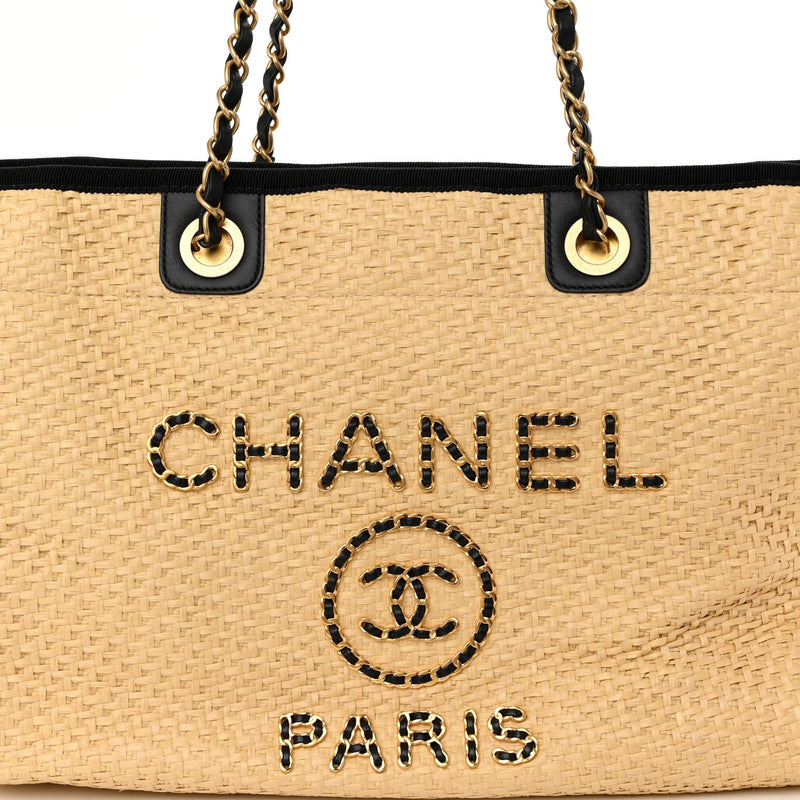 Straw Raffia Calfskin Chain Small