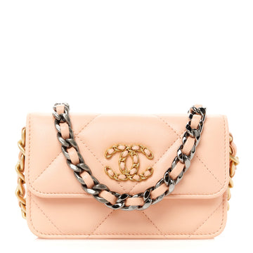 Lambskin Quilted Chanel 19 Clutch With