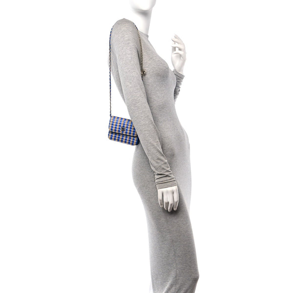 Raffia Jute Striped Belt Bag Blue Beige