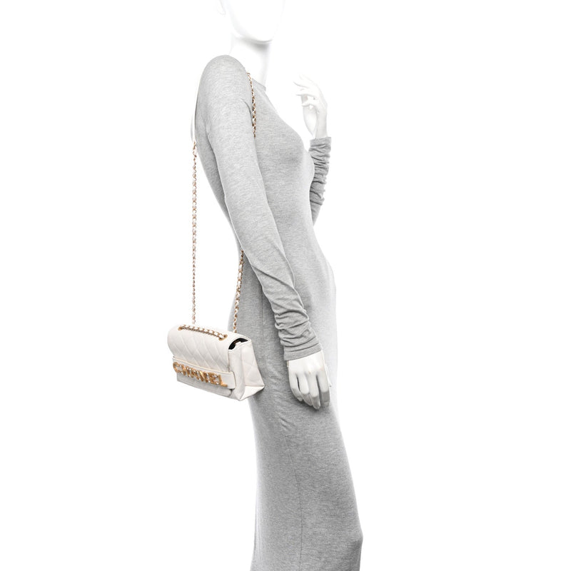 Calfskin Quilted Small Enchained Flap