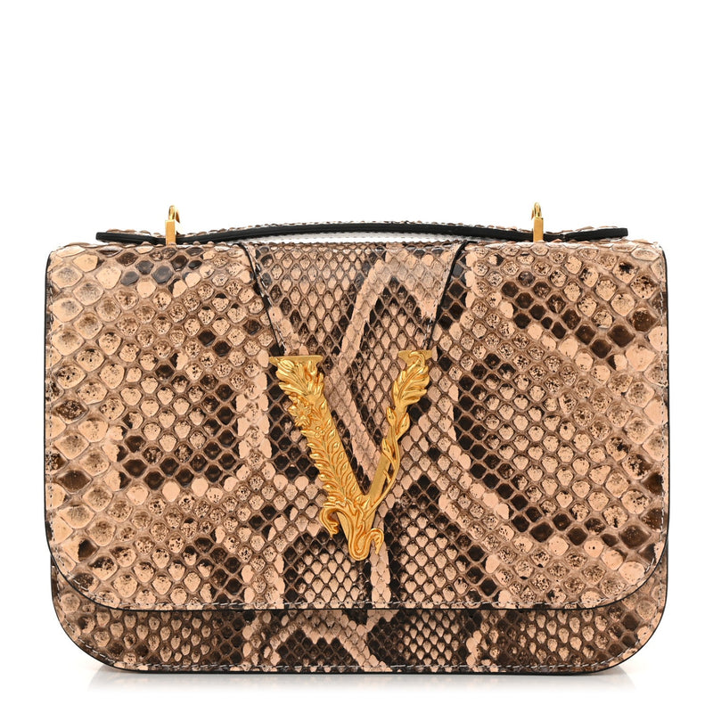Snakeskin Virtus Top Handle Shoulder Bag
