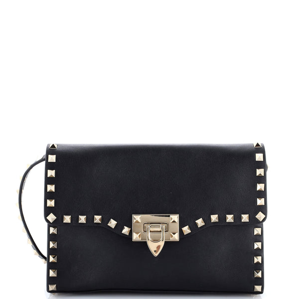 Rockstud Flip Lock Flap Bag Leather