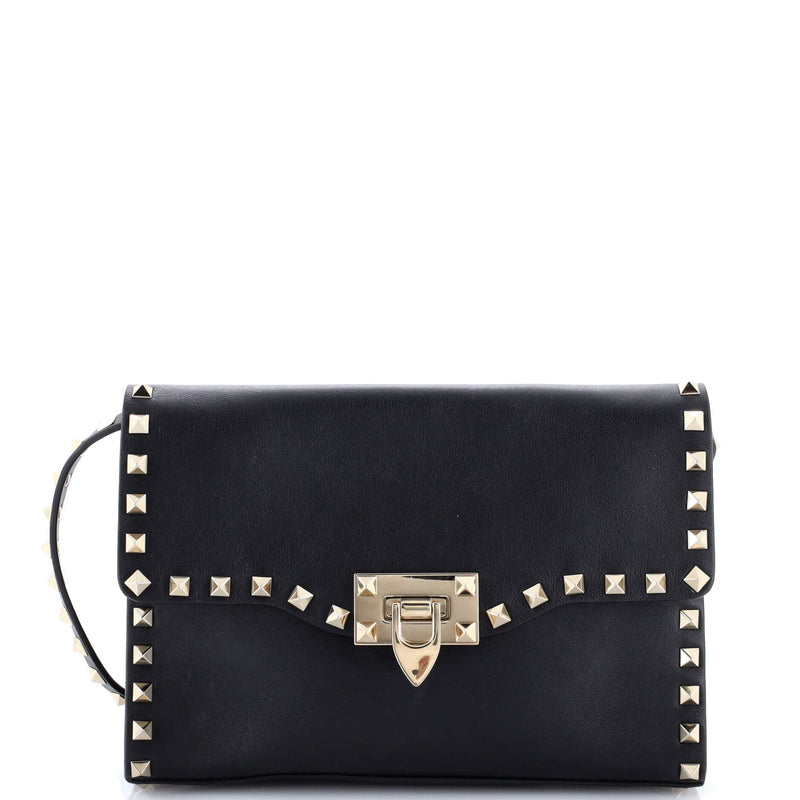Rockstud Flip Lock Flap Bag Leather