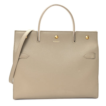 Grainy Calfskin Medium Title Bag Honey