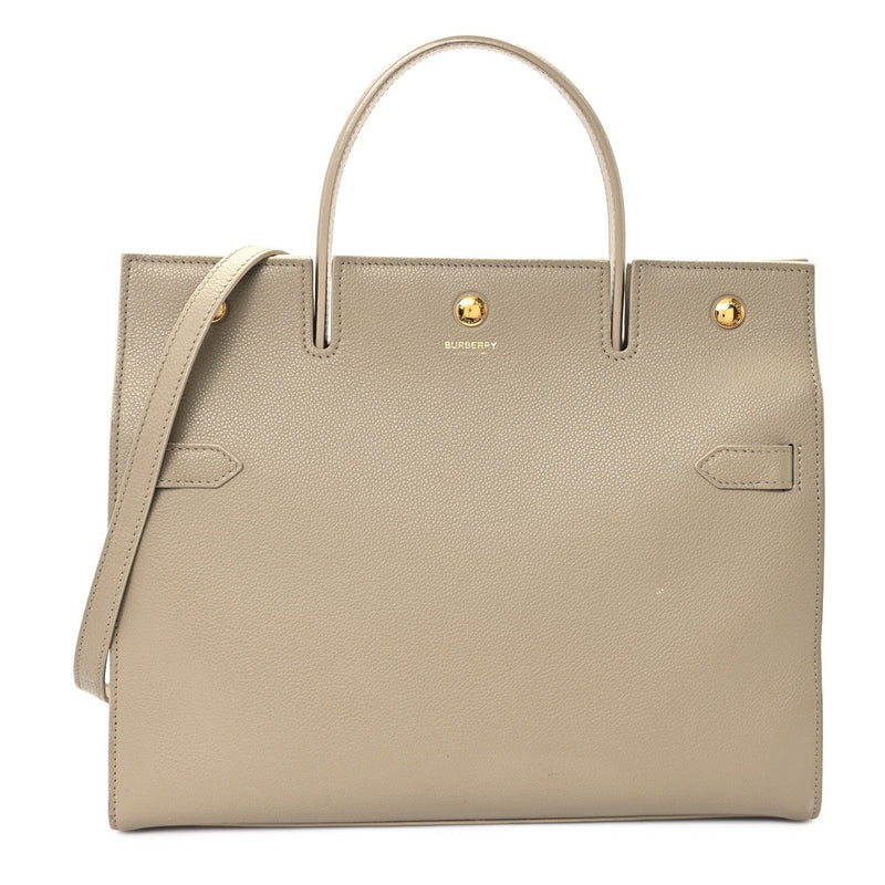 Grainy Calfskin Medium Title Bag Honey